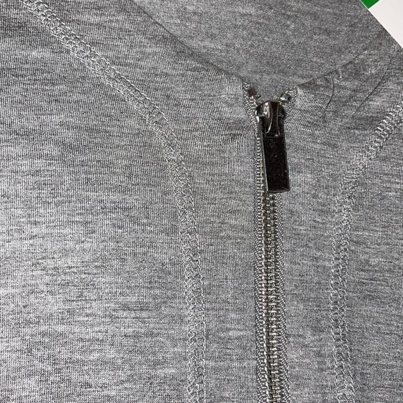 NWT CABLE & GAUGE L/S side slit front zip up casual blouse Size LG Heather gray - Picture 8 of 9